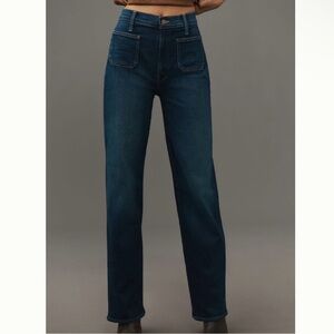 Mother Patch Pocket Rambler Zip Sneak Wise Straight Leg Denim Blue Jeans 23 00